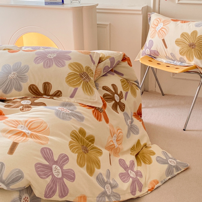 91家纺网 家纺一手货源 找家纺 小叮当家纺仓储工厂店 2025新款（买家秀 不断货）A类全棉纯棉磨毛单被套 被套单件 花骨朵-米