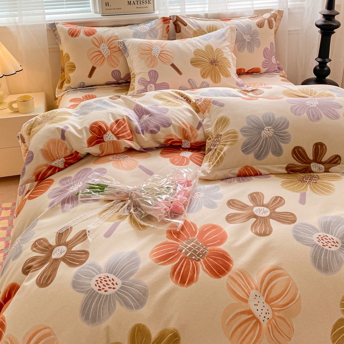 91家纺网 家纺一手货源 找家纺 小叮当家纺仓储工厂店 2025新款（买家秀 不断货）A类全棉纯棉磨毛单被套 被套单件 花骨朵-米