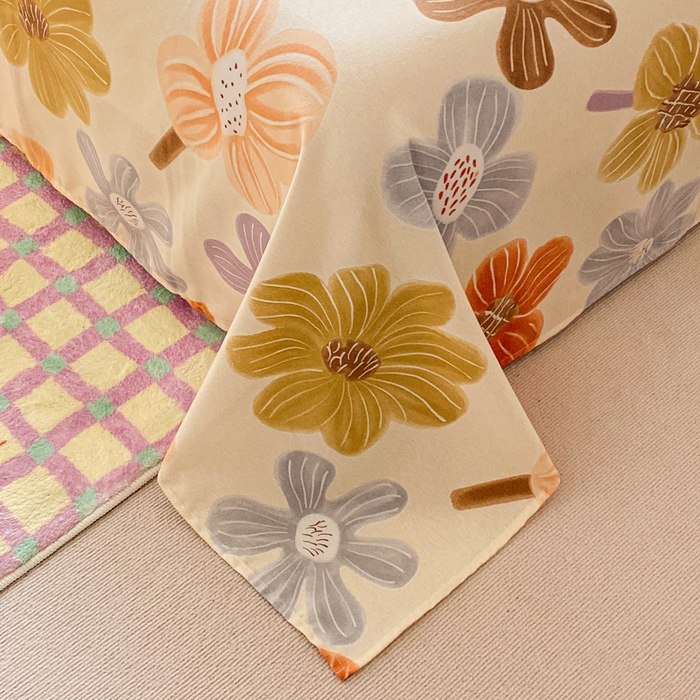 91家纺网 家纺一手货源 找家纺 小叮当家纺仓储工厂店 2025新款（买家秀 不断货）A类全棉纯棉磨毛单被套 被套单件 花骨朵-米