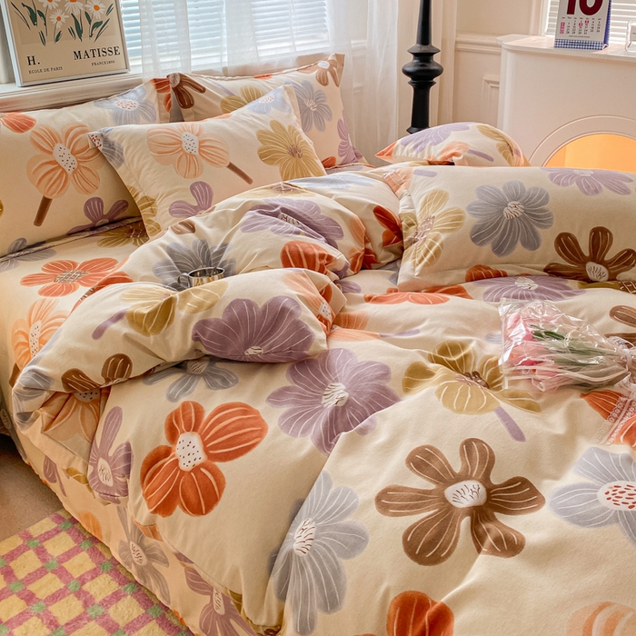 91家纺网 家纺一手货源 找家纺 小叮当家纺仓储工厂店 2025新款（买家秀 不断货）A类全棉纯棉磨毛单被套 被套单件 花骨朵-米