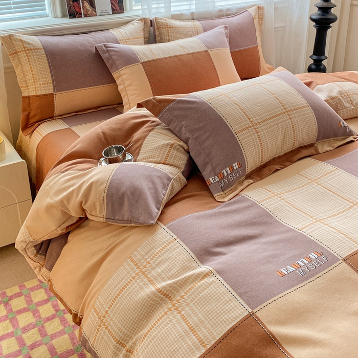 91家纺网 家纺一手货源 找家纺 小叮当家纺仓储工厂店 2025新款（买家秀 不断货）A类全棉纯棉磨毛单被套 被套单件 咖格