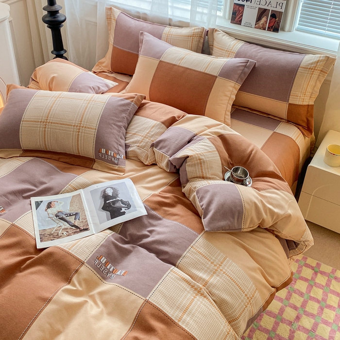 91家纺网 家纺一手货源 找家纺 小叮当家纺仓储工厂店 2025新款（买家秀 不断货）A类全棉纯棉磨毛单被套 被套单件 咖格