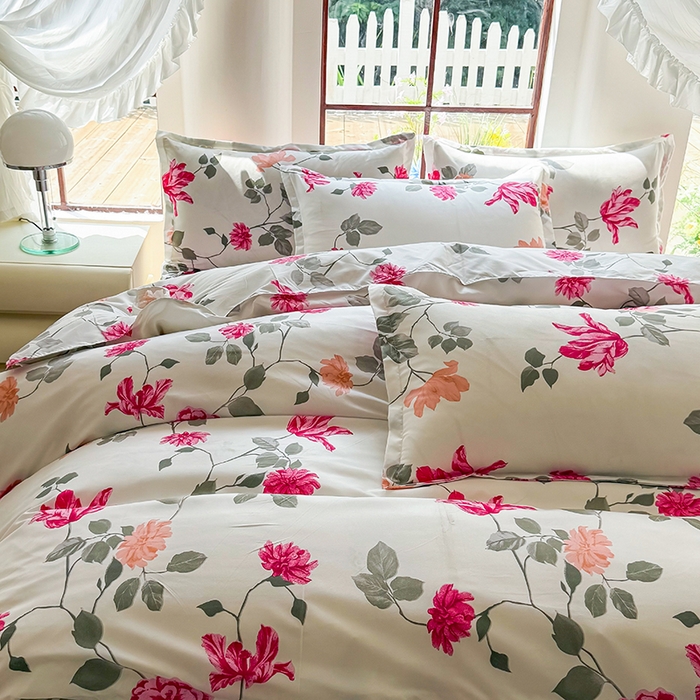 91家纺网 家纺一手货源 找家纺 梵巢家纺 芦荟棉三四件套，床单，被套，枕套化纤四件套 芳菲