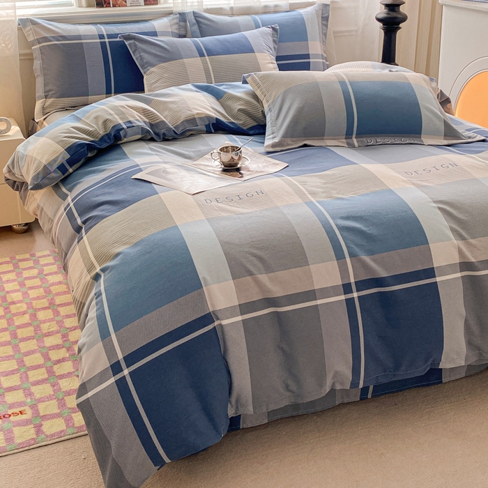 91家纺网 家纺一手货源 找家纺 小叮当家纺仓储工厂店 2025新款（买家秀 不断货）A类全棉纯棉磨毛单被套 被套单件 蓝格子