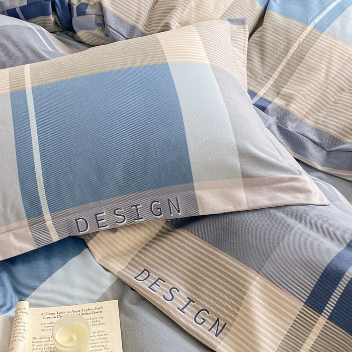 91家纺网 家纺一手货源 找家纺 小叮当家纺仓储工厂店 2025新款（买家秀 不断货）A类全棉纯棉磨毛单被套 被套单件 蓝格子