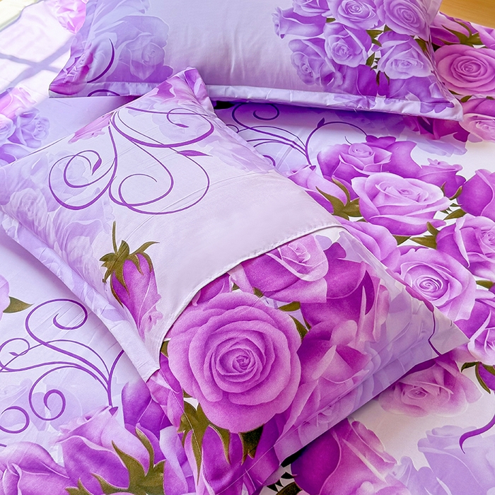 91家纺网 家纺一手货源 找家纺 梵巢家纺 芦荟棉三四件套，床单，被套，枕套化纤四件套 紫气东来