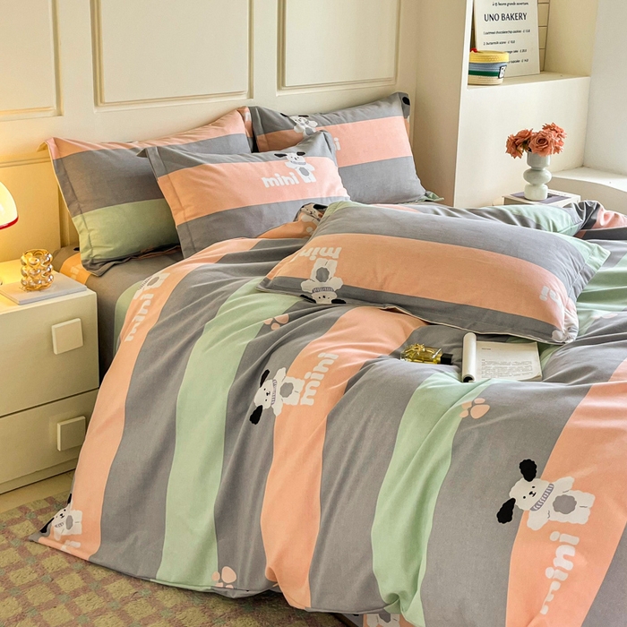 91家纺网 家纺一手货源 找家纺 小叮当家纺仓储工厂店 2025新款（买家秀 不断货）A类全棉纯棉磨毛单被套 被套单件 迷你狗