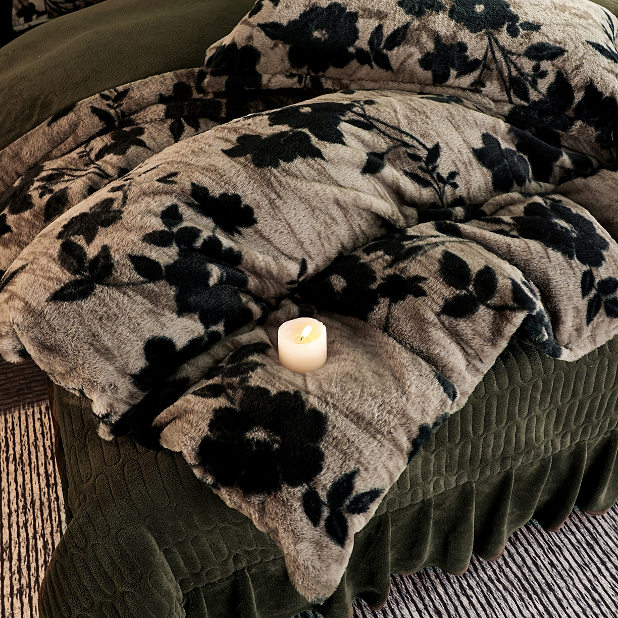 91家纺网 家纺一手货源 找家纺 提花大世界 2025新款轻奢法式加厚美拉德系列高克重兔绒牛奶绒床盖床单床笠款四件套 简爱-灰