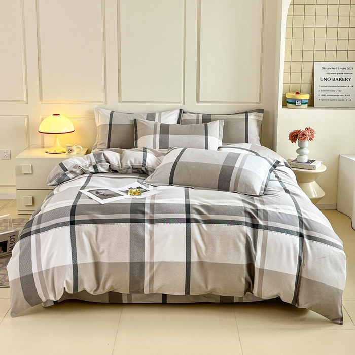 小叮当家纺仓储工厂店 2025新款（买家秀 不断货）A类全棉纯棉磨毛单被套 被套单件 线条格