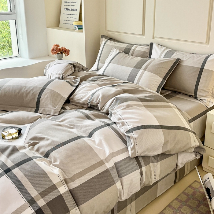 91家纺网 家纺一手货源 找家纺 小叮当家纺仓储工厂店 2025新款（买家秀 不断货）A类全棉纯棉磨毛单被套 被套单件 线条格