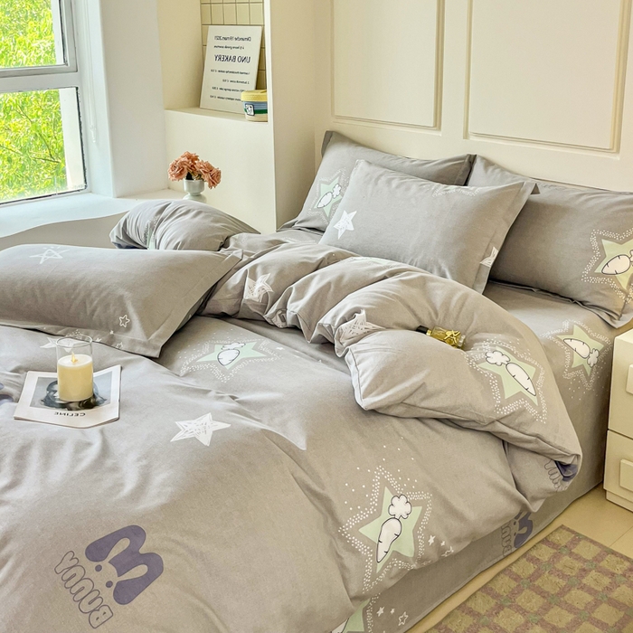 91家纺网 家纺一手货源 找家纺 小叮当家纺仓储工厂店 2025新款（买家秀 不断货）A类全棉纯棉磨毛单被套 被套单件 幸运星