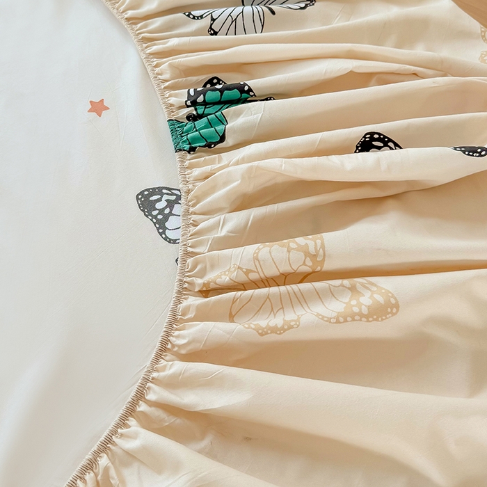 91家纺网 家纺一手货源 找家纺 亿佳人 芦荟棉床笠，外贸跨境单床笠磨毛床笠印花床笠 蝶舞飞扬