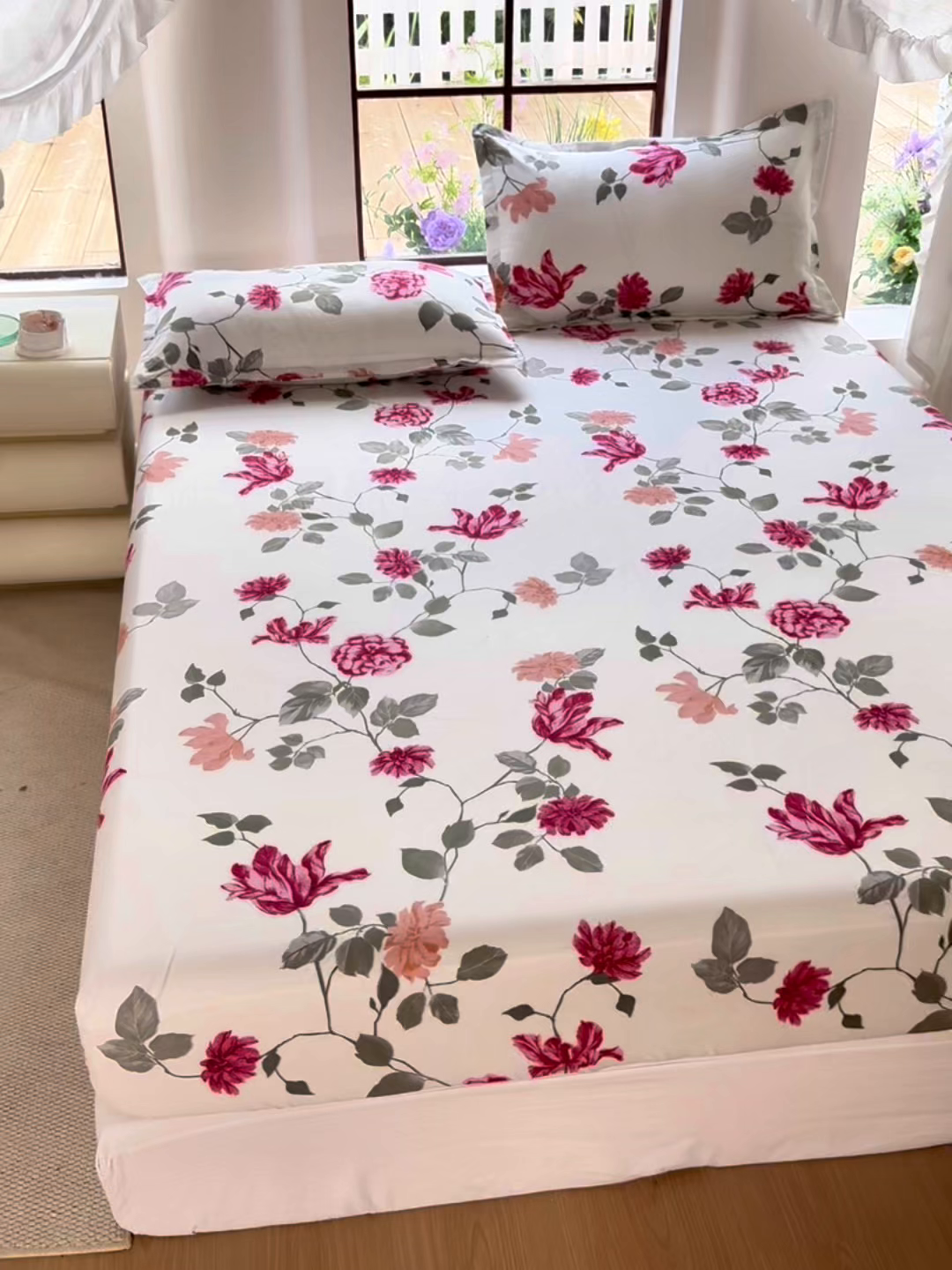 91家纺网 家纺一手货源 找家纺 亿佳人 芦荟棉床笠，外贸跨境单床笠磨毛床笠印花床笠 芳菲