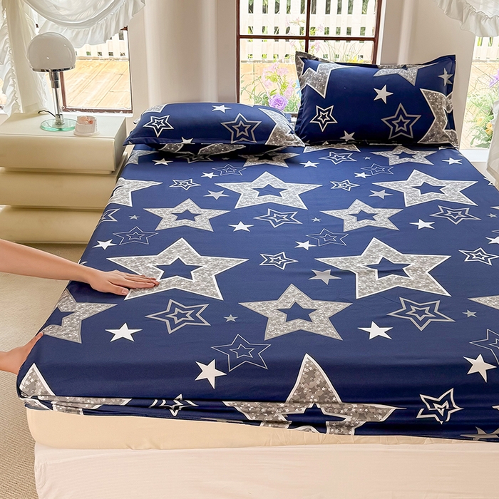 91家纺网 家纺一手货源 找家纺 亿佳人 芦荟棉床笠，外贸跨境单床笠磨毛床笠印花床笠 福星高照