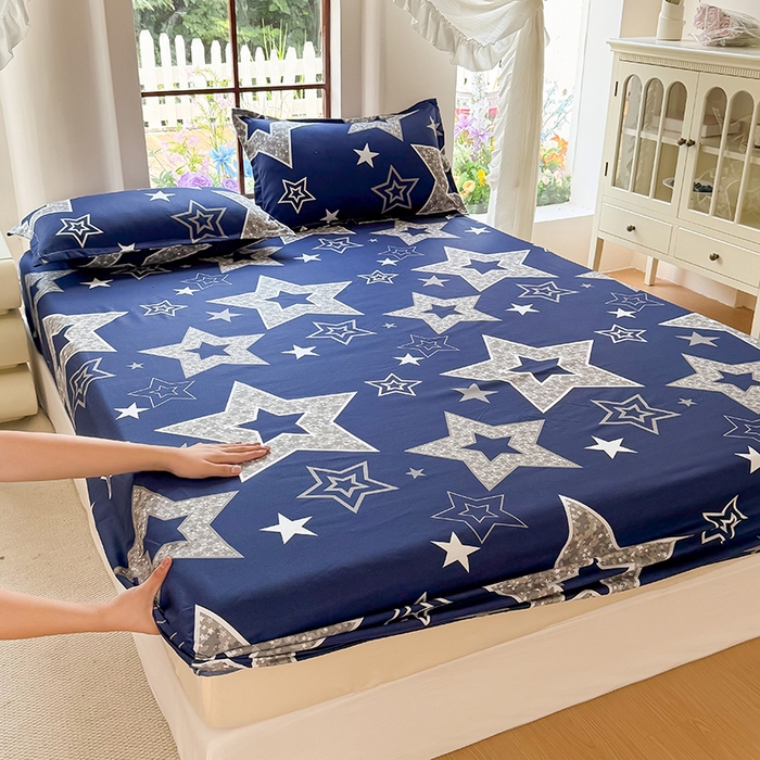 91家纺网 家纺一手货源 找家纺 亿佳人 芦荟棉床笠，外贸跨境单床笠磨毛床笠印花床笠 福星高照