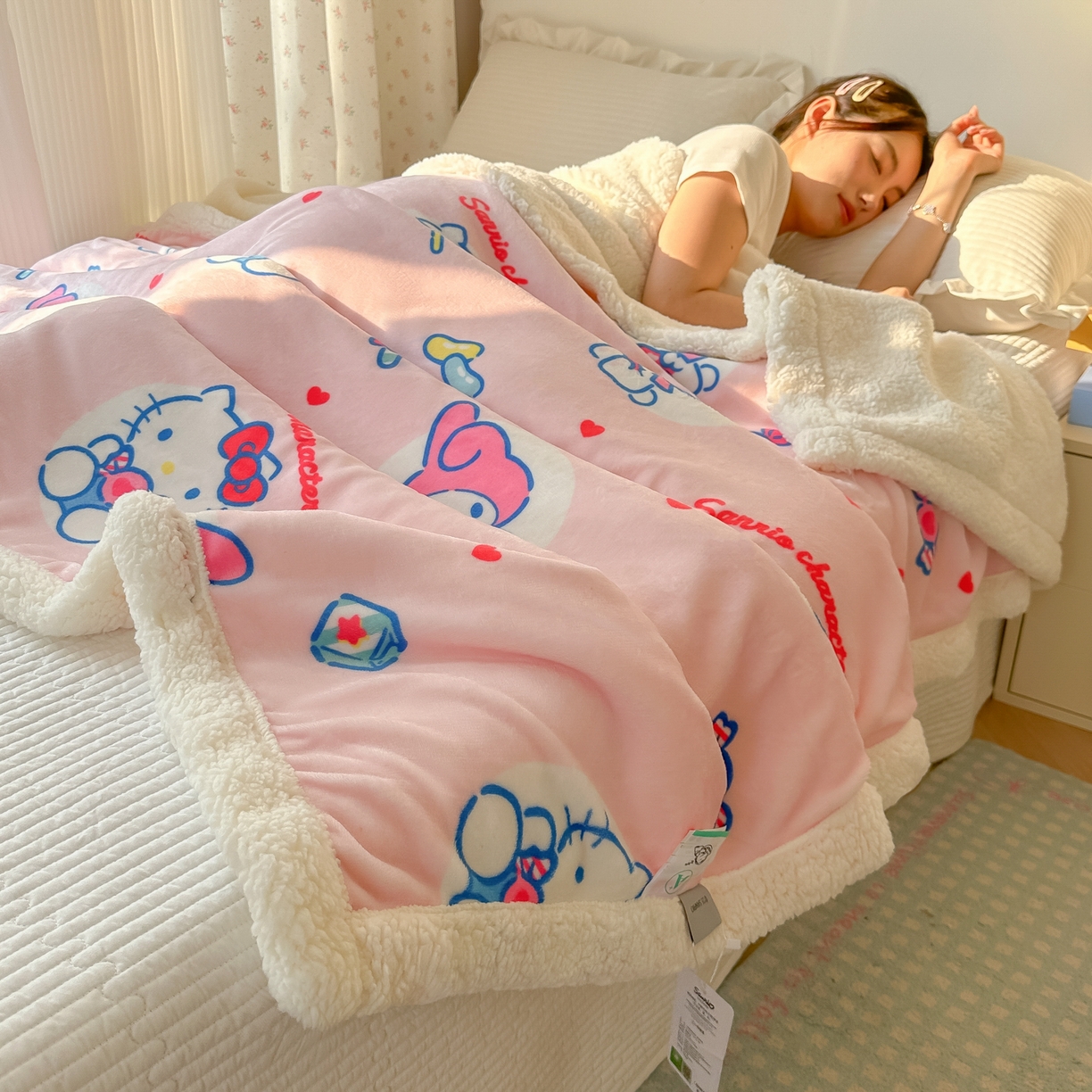 91家纺网 家纺一手货源 找家纺 韩巢家纺 2025秋冬新款A类牛奶绒羊羔绒多功能毛毯毯子 吃口美乐蒂