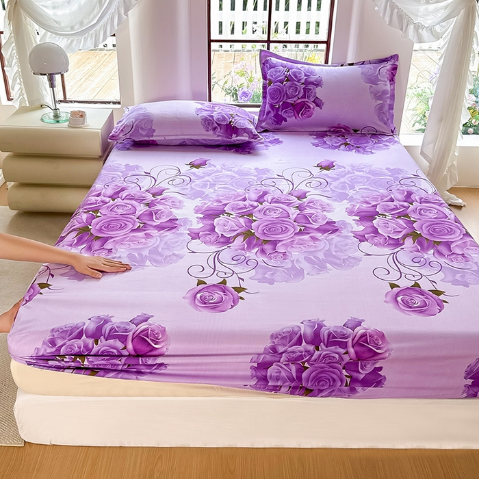 91家纺网 家纺一手货源 找家纺 亿佳人 芦荟棉床笠，外贸跨境单床笠磨毛床笠印花床笠 紫气东来