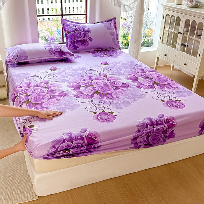 91家纺网 家纺一手货源 找家纺 亿佳人 芦荟棉床笠，外贸跨境单床笠磨毛床笠印花床笠 紫气东来