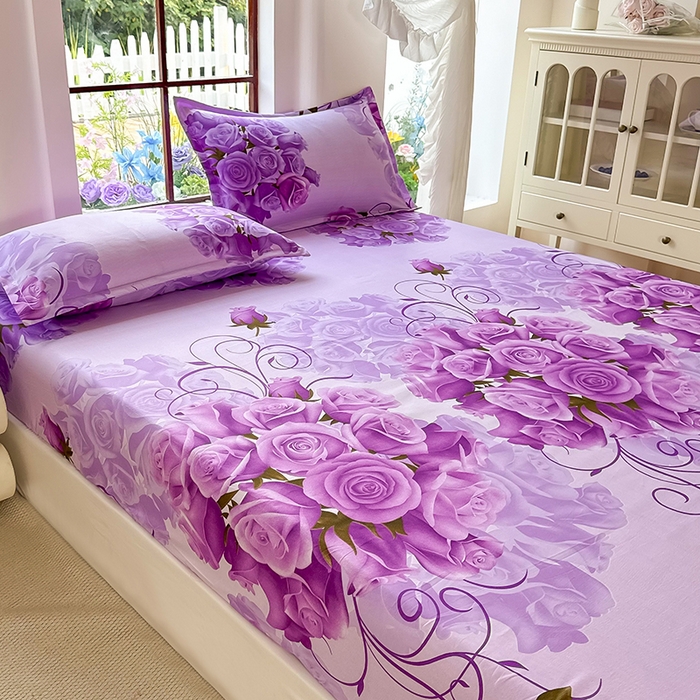 91家纺网 家纺一手货源 找家纺 亿佳人 芦荟棉床笠，外贸跨境单床笠磨毛床笠印花床笠 紫气东来