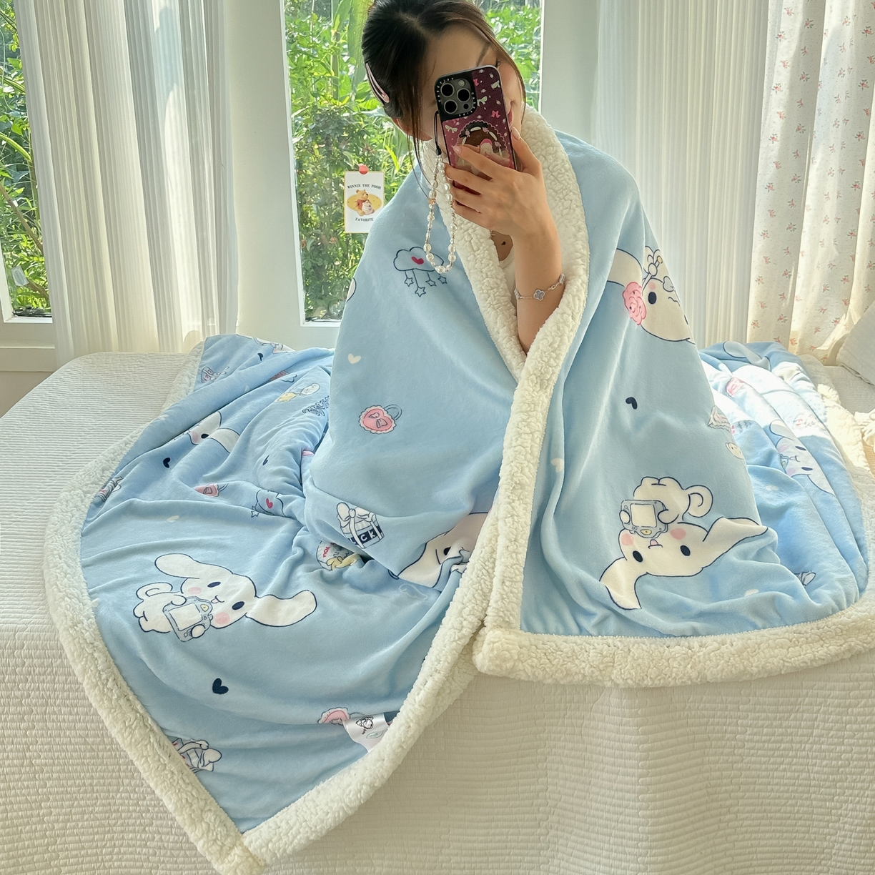 91家纺网 家纺一手货源 找家纺 韩巢家纺 2025秋冬新款A类牛奶绒羊羔绒多功能毛毯毯子 礼物玉桂狗