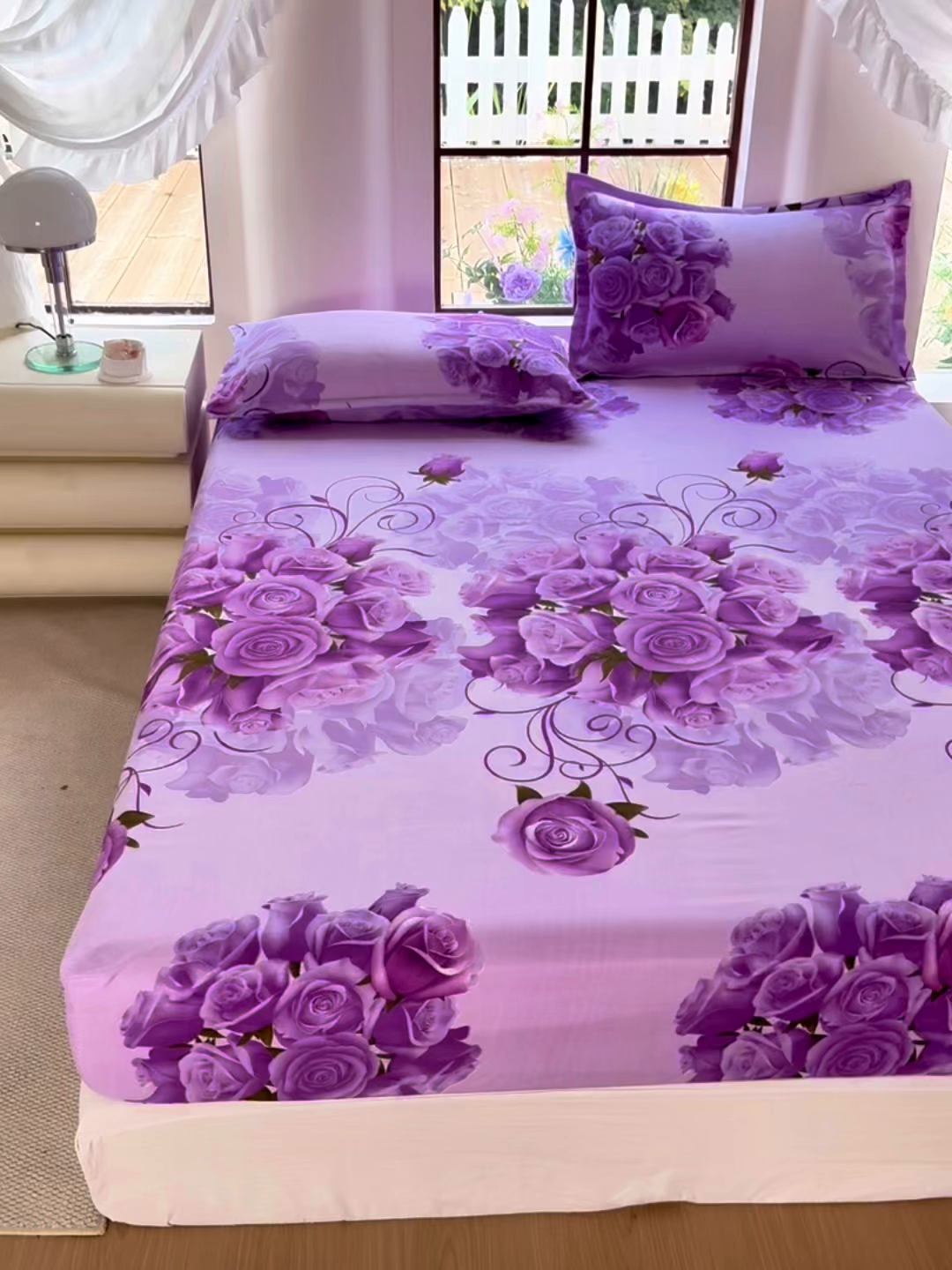 91家纺网 家纺一手货源 找家纺 亿佳人 芦荟棉床笠，外贸跨境单床笠磨毛床笠印花床笠 紫气东来