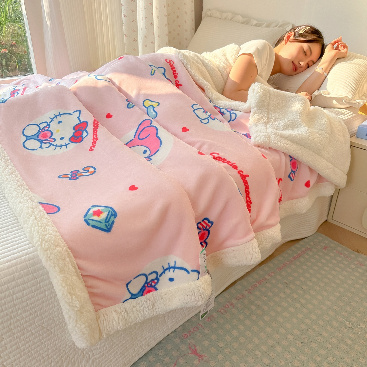 91家纺网 家纺一手货源 找家纺 韩巢家纺 2025秋冬新款A类牛奶绒羊羔绒多功能毛毯毯子 吃口美乐蒂