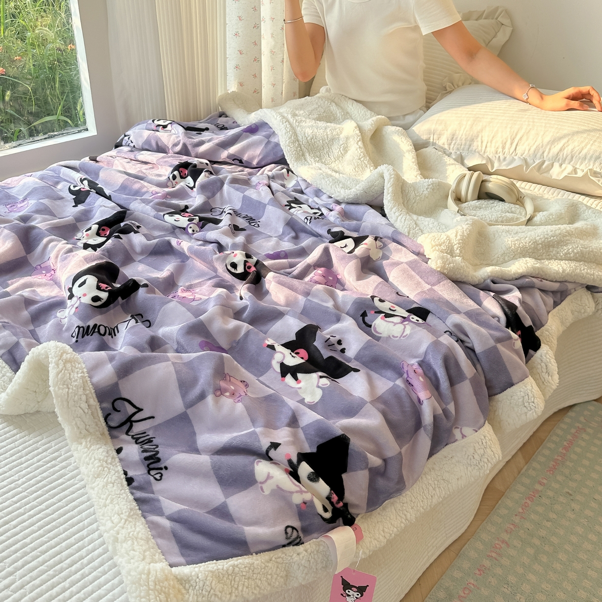 91家纺网 家纺一手货源 找家纺 韩巢家纺 2025秋冬新款A类牛奶绒羊羔绒多功能毛毯毯子 梦幻库洛米