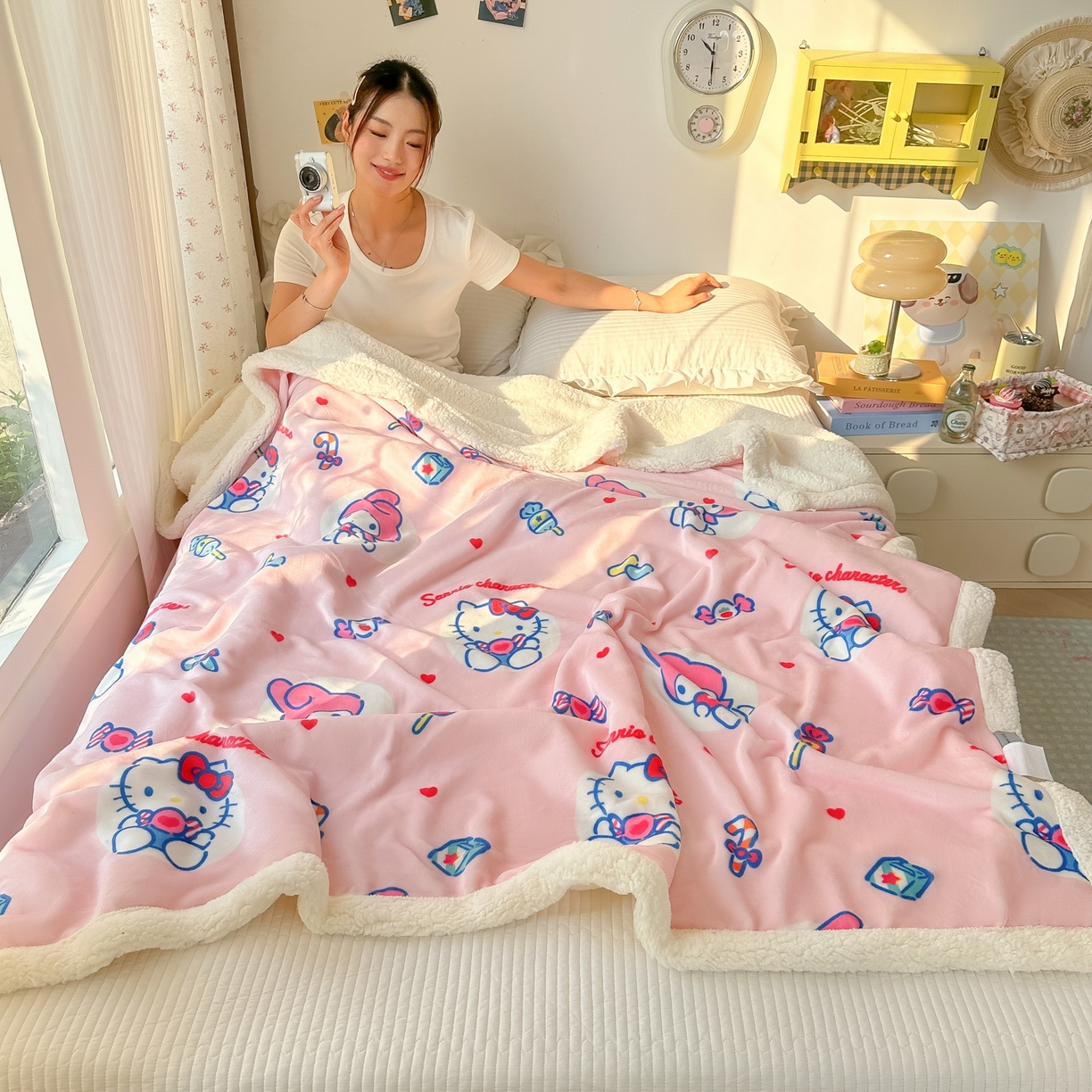 91家纺网 家纺一手货源 找家纺 韩巢家纺 2025秋冬新款A类牛奶绒羊羔绒多功能毛毯毯子 吃口美乐蒂