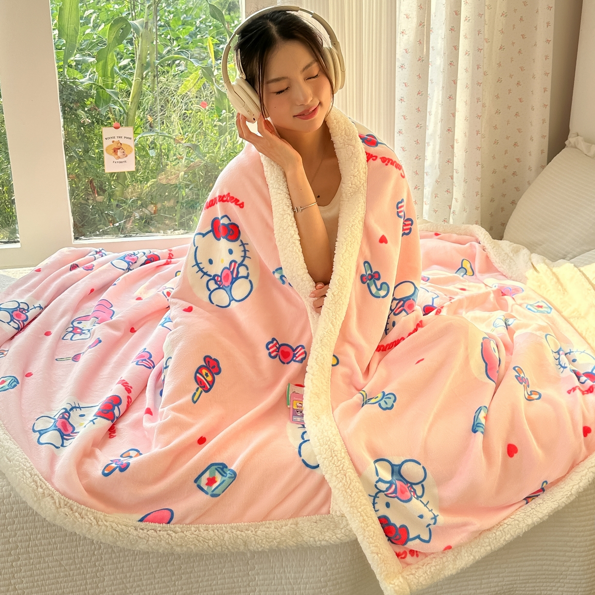 91家纺网 家纺一手货源 找家纺 韩巢家纺 2025秋冬新款A类牛奶绒羊羔绒多功能毛毯毯子 吃口美乐蒂