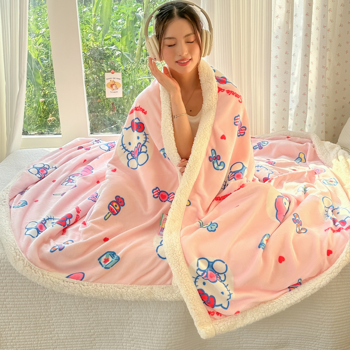 91家纺网 家纺一手货源 找家纺 韩巢家纺 2025秋冬新款A类牛奶绒羊羔绒多功能毛毯毯子 吃口美乐蒂