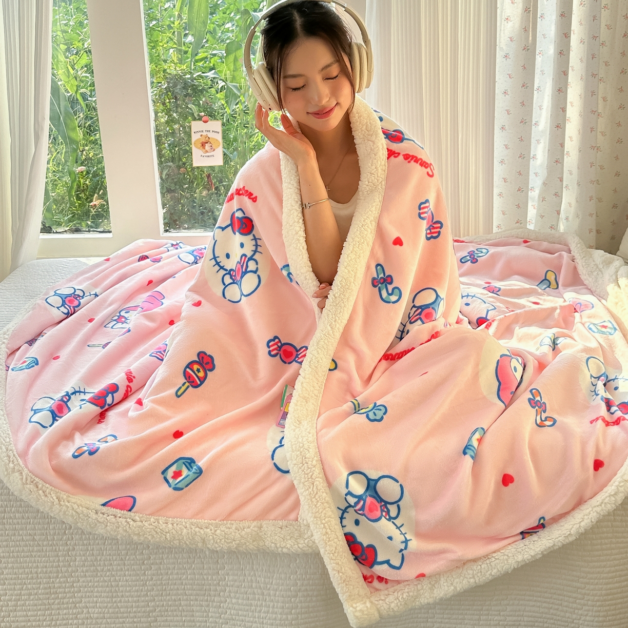 91家纺网 家纺一手货源 找家纺 韩巢家纺 2025秋冬新款A类牛奶绒羊羔绒多功能毛毯毯子 吃口美乐蒂