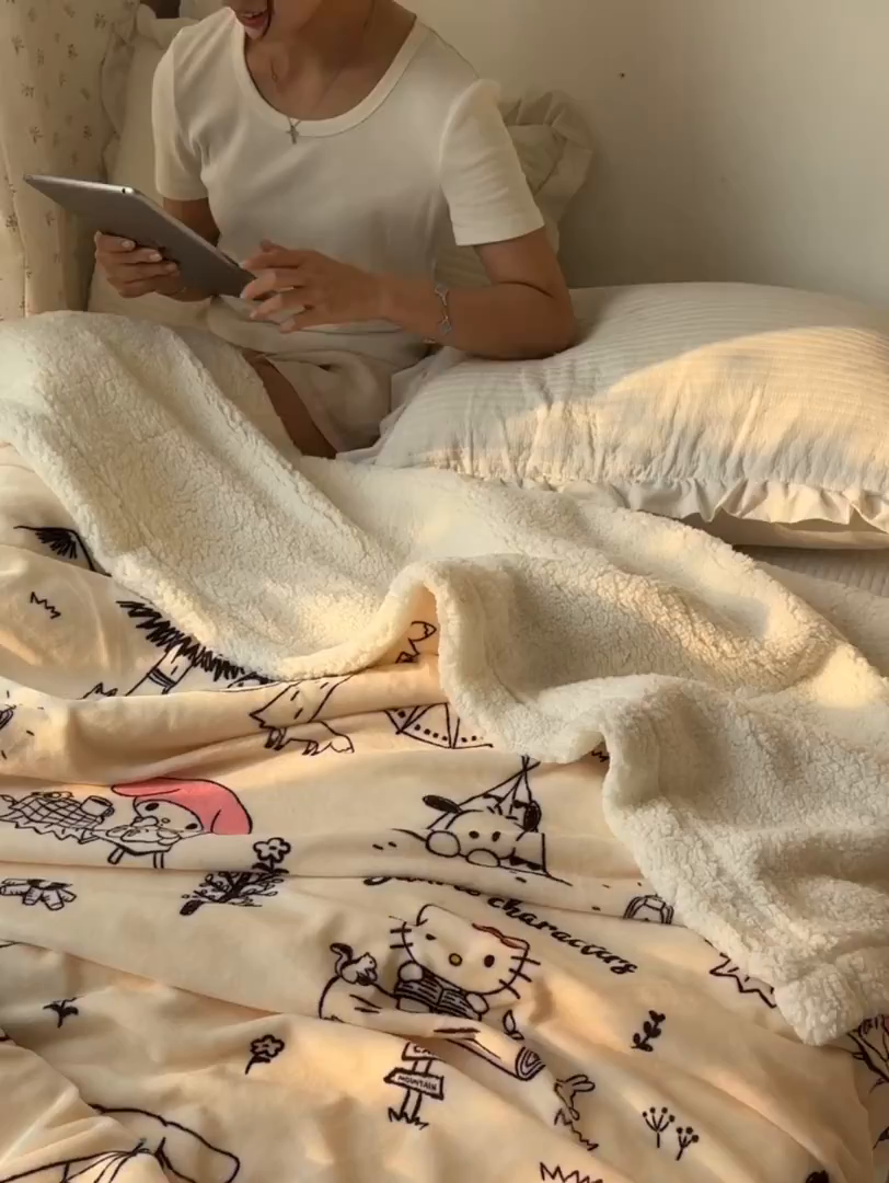 91家纺网 家纺一手货源 找家纺 韩巢家纺 2025秋冬新款A类牛奶绒羊羔绒多功能毛毯毯子 丽鸥宴会