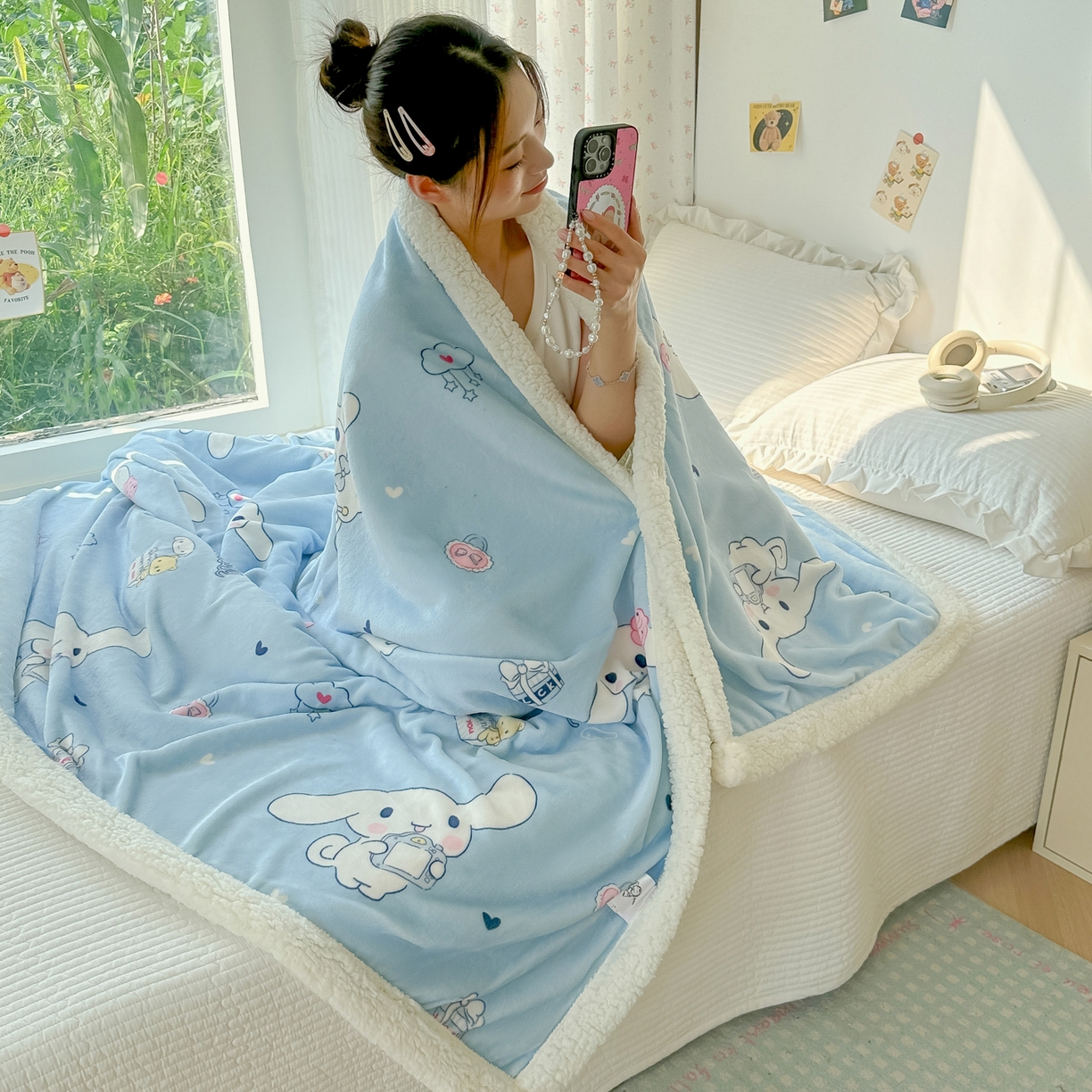 91家纺网 家纺一手货源 找家纺 韩巢家纺 2025秋冬新款A类牛奶绒羊羔绒多功能毛毯毯子 礼物玉桂狗