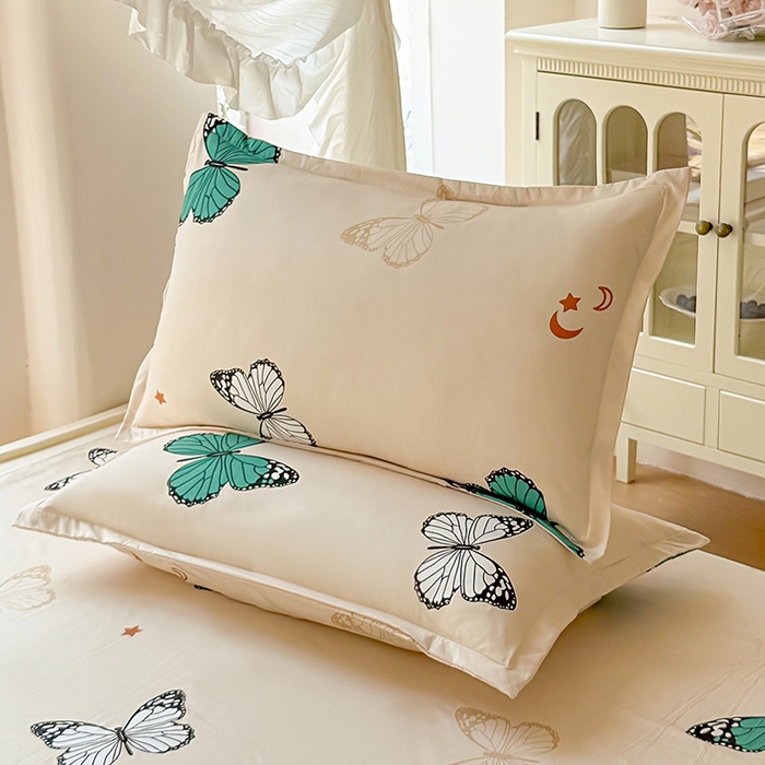 91家纺网 家纺一手货源 找家纺 亿佳人 2025新款加厚芦荟棉床单磨毛化纤床单 蝶舞飞扬