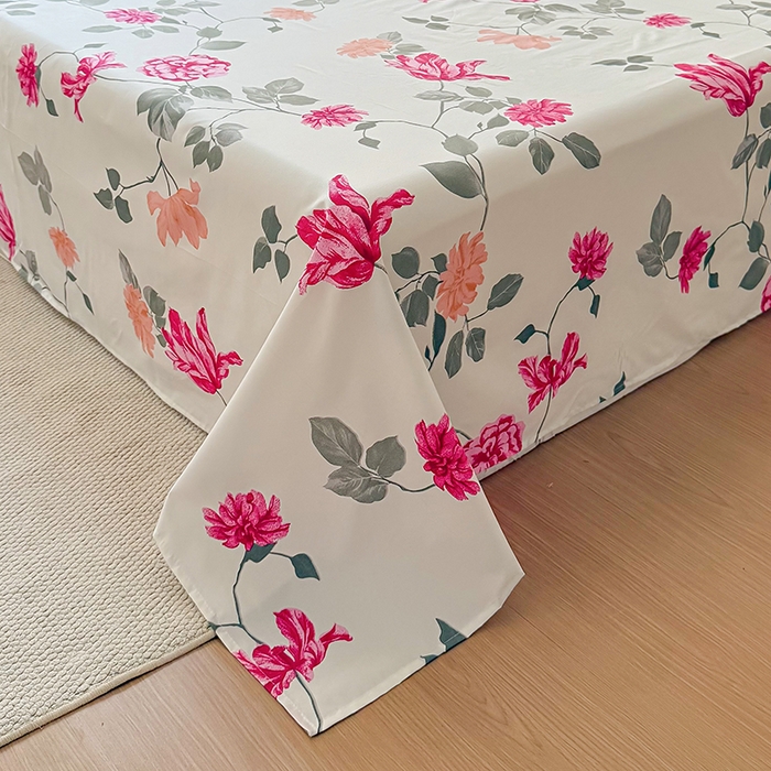 91家纺网 家纺一手货源 找家纺 亿佳人 2025新款加厚芦荟棉床单磨毛化纤床单 芳菲