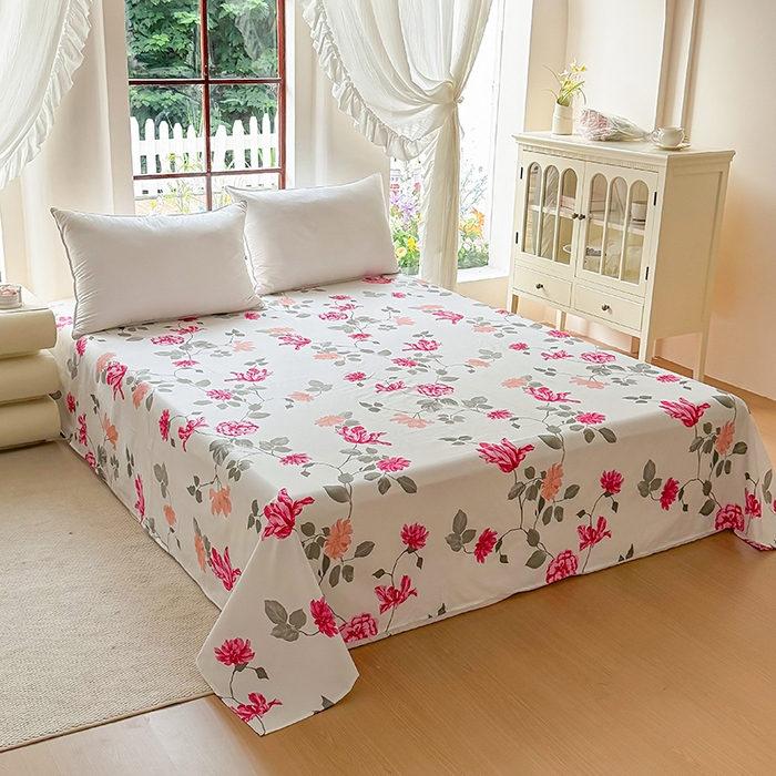 91家纺网 家纺一手货源 找家纺 亿佳人 2025新款加厚芦荟棉床单磨毛化纤床单 芳菲