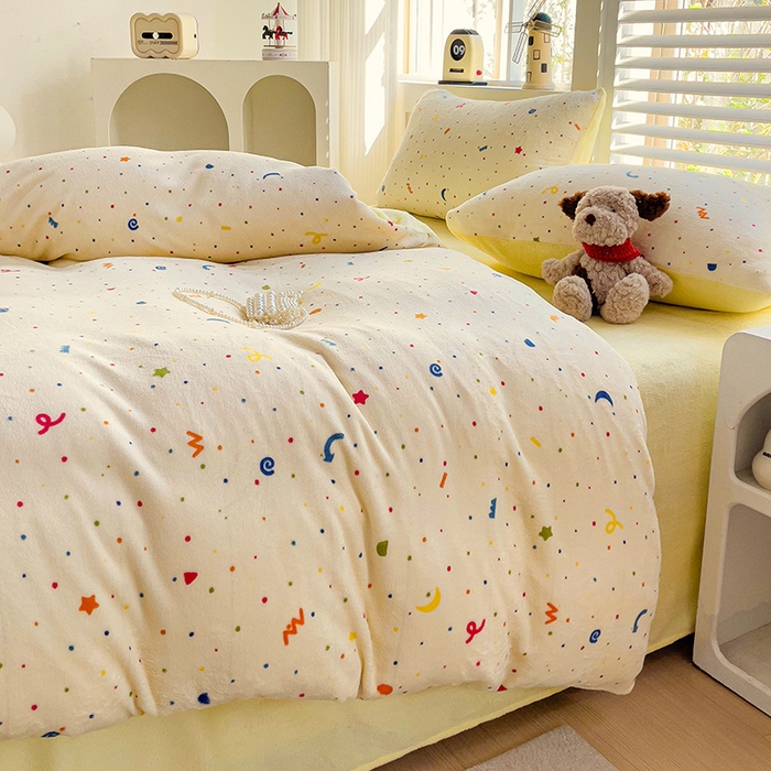 91家纺网 家纺一手货源 找家纺 （总）暖芯优选 2025新款小清新加厚高克重牛奶绒四件套直播热款电商热款