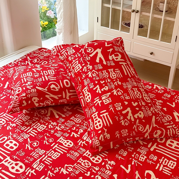 91家纺网 家纺一手货源 找家纺 亿佳人 芦荟棉三四件套，床单，被套，枕套化纤四件套 福气满满