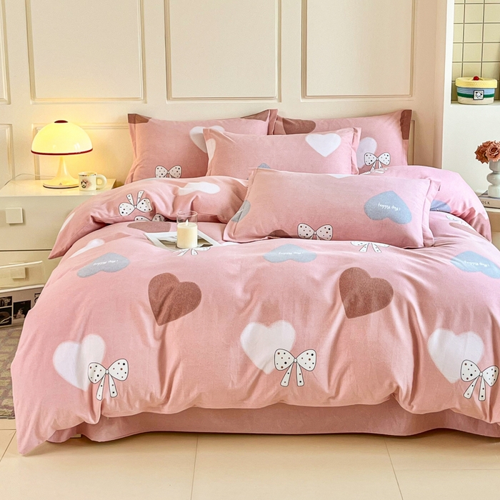 91家纺网 家纺一手货源 找家纺 小叮当家纺仓储工厂店 2025新款（买家秀 不断货）A类全棉纯棉磨毛四件套 爱心蝴蝶