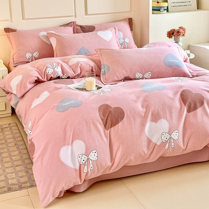 91家纺网 家纺一手货源 找家纺 小叮当家纺仓储工厂店 2025新款（买家秀 不断货）A类全棉纯棉磨毛四件套 爱心蝴蝶