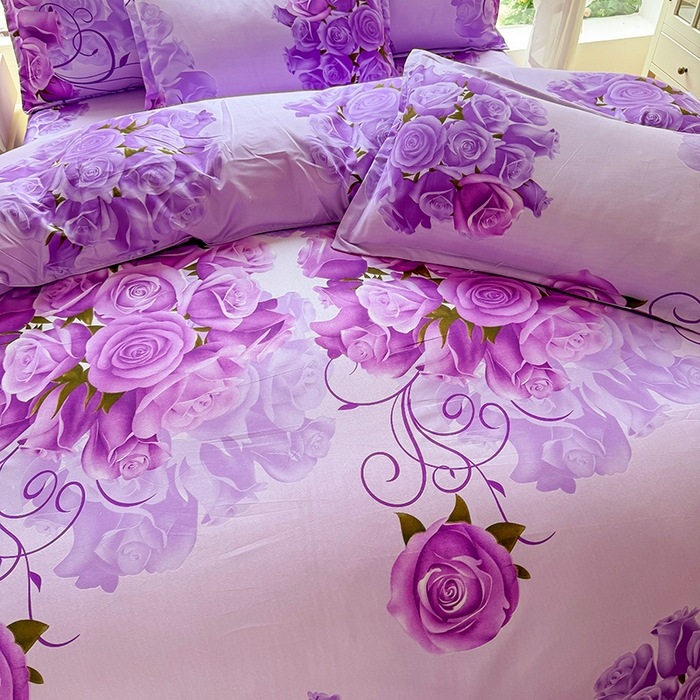 91家纺网 家纺一手货源 找家纺 亿佳人 芦荟棉三四件套，床单，被套，枕套化纤四件套 紫气东来