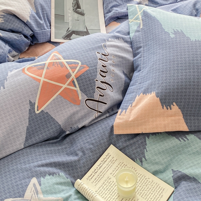 91家纺网 家纺一手货源 找家纺 小叮当家纺仓储工厂店 2025新款（买家秀 不断货）A类全棉纯棉磨毛四件套 波纹蓝