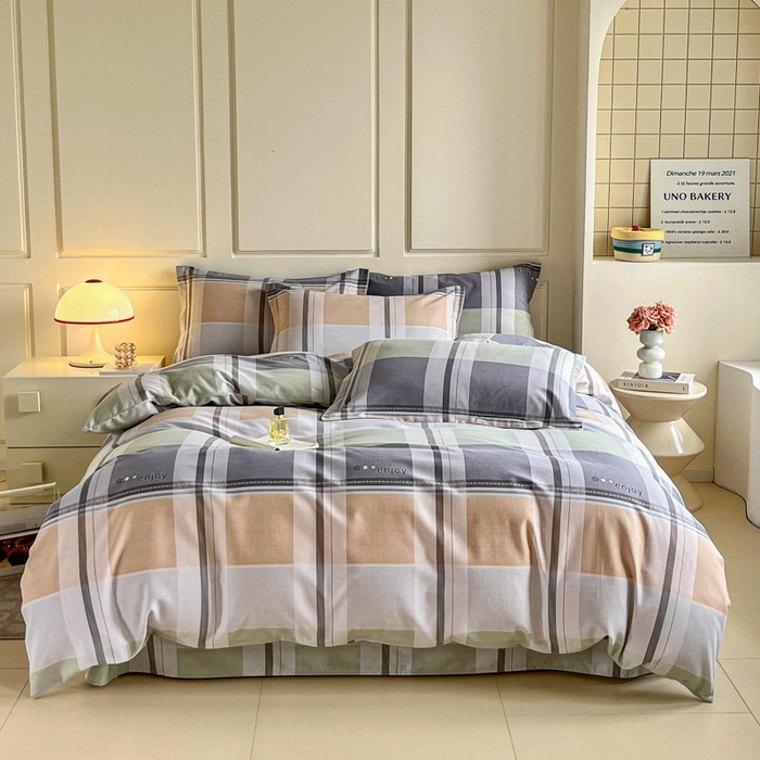 91家纺网 家纺一手货源 找家纺 小叮当家纺仓储工厂店 2025新款（买家秀 不断货）A类全棉纯棉磨毛四件套 彩虹格