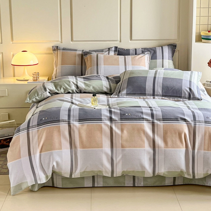 91家纺网 家纺一手货源 找家纺 小叮当家纺仓储工厂店 2025新款（买家秀 不断货）A类全棉纯棉磨毛四件套 彩虹格