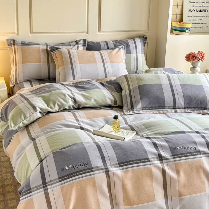 91家纺网 家纺一手货源 找家纺 小叮当家纺仓储工厂店 2025新款（买家秀 不断货）A类全棉纯棉磨毛四件套 彩虹格