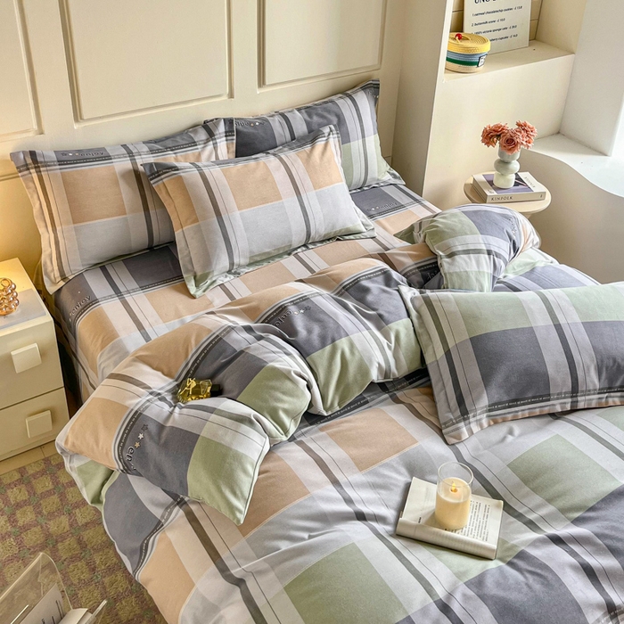 91家纺网 家纺一手货源 找家纺 小叮当家纺仓储工厂店 2025新款（买家秀 不断货）A类全棉纯棉磨毛四件套 彩虹格