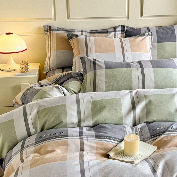 91家纺网 家纺一手货源 找家纺 小叮当家纺仓储工厂店 2025新款（买家秀 不断货）A类全棉纯棉磨毛四件套 彩虹格