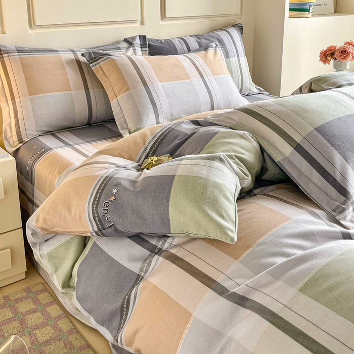 91家纺网 家纺一手货源 找家纺 小叮当家纺仓储工厂店 2025新款（买家秀 不断货）A类全棉纯棉磨毛四件套 彩虹格