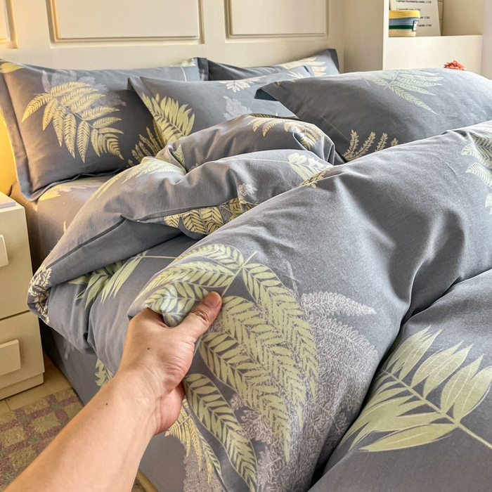 91家纺网 家纺一手货源 找家纺 小叮当家纺仓储工厂店 2025新款（买家秀 不断货）A类全棉纯棉磨毛四件套 发财叶