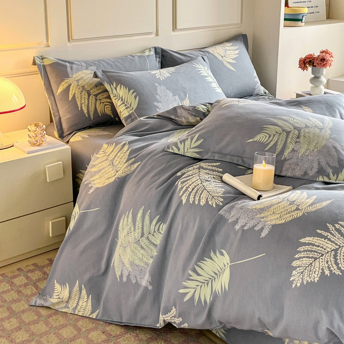 91家纺网 家纺一手货源 找家纺 小叮当家纺仓储工厂店 2025新款（买家秀 不断货）A类全棉纯棉磨毛四件套 发财叶